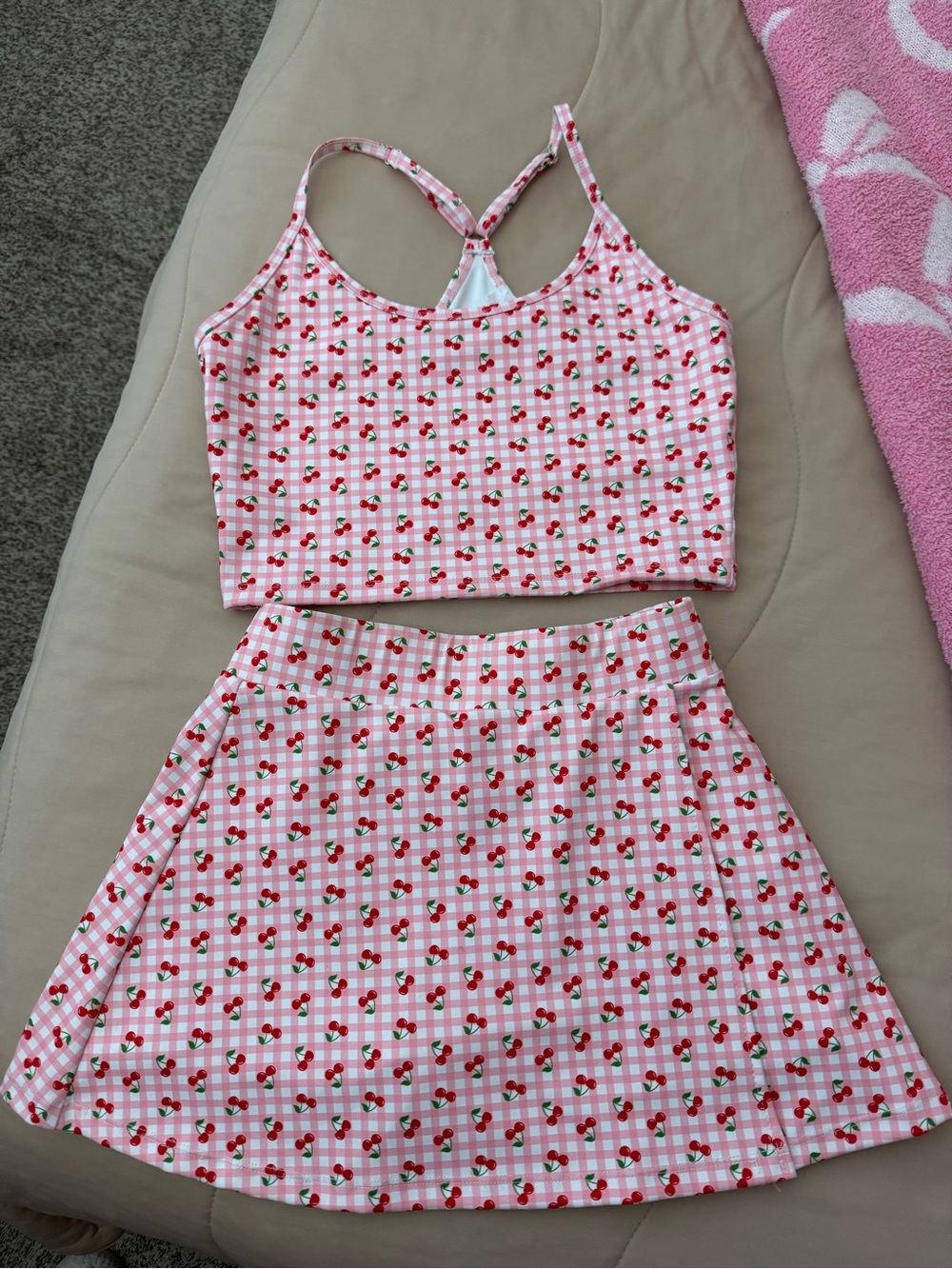 Shop Talulah Pink Gingham Cherry Two-Piece Set